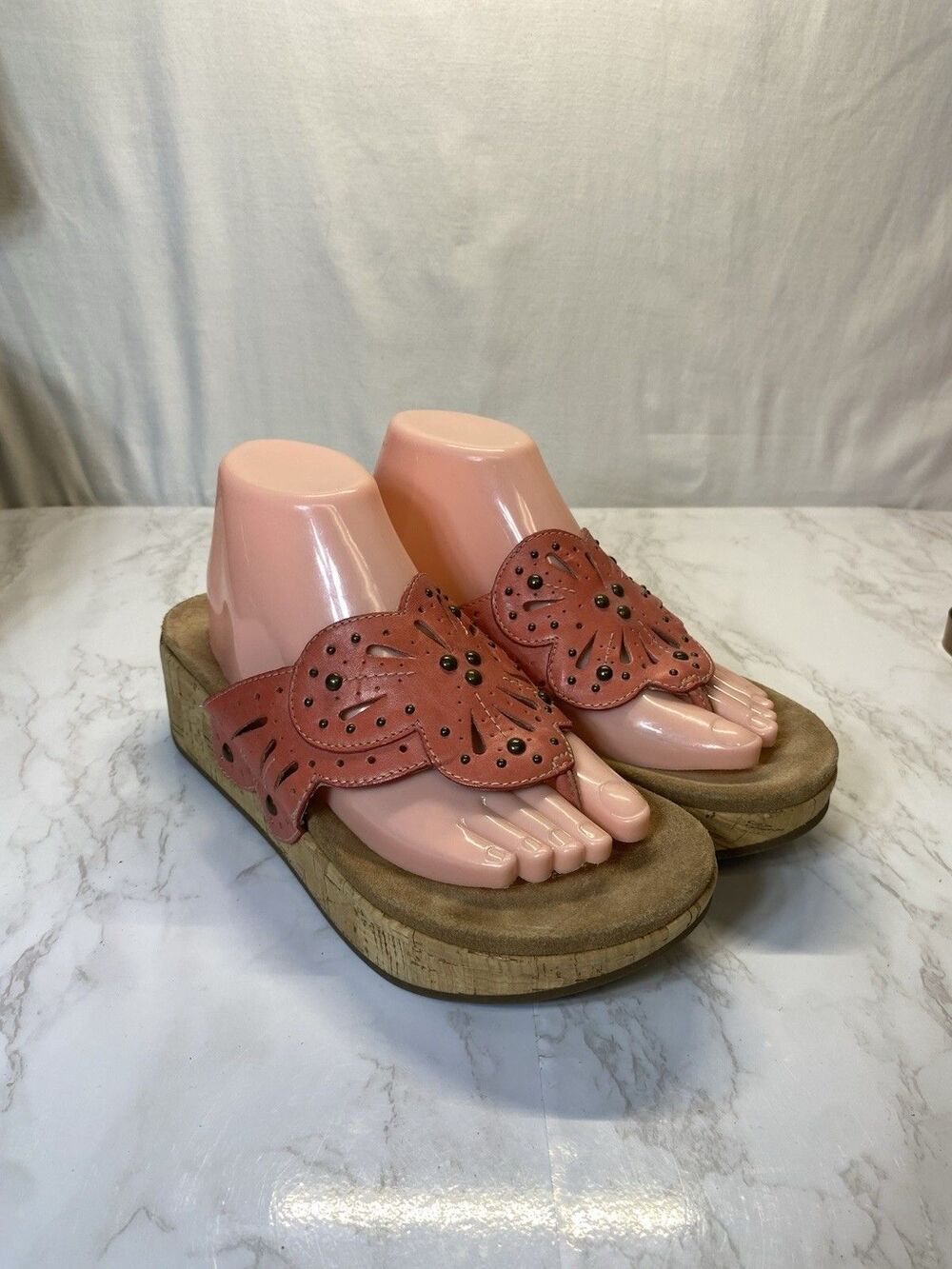 Clarks Sandals Size 9.5 Women's Palima Palm Sandals Coral Style 07813